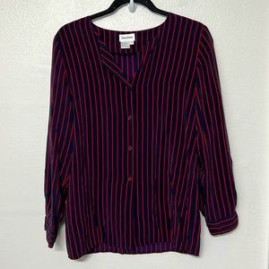 Neiman Marcus Women’s 100% Silk Striped Button Down Shirt